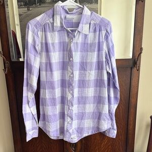 Columbia NWT Purple and White Plaid Shirt Sz small